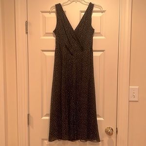 Black / tan polka dot knee length dress